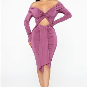 Purple off the shoulder peekaboo dress Sz XL